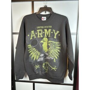 Vtg 90s Eagle USA Army Crewneck Sweatshirt Medium Black Neon Green Eagle Tank